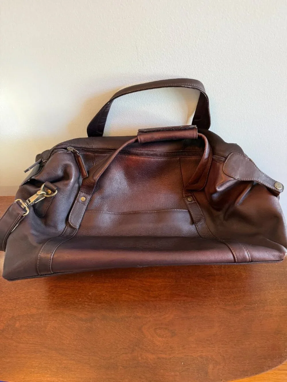 Claire Chase Leather Duffle Bag College Football Playoff Sugar Bowl Brown